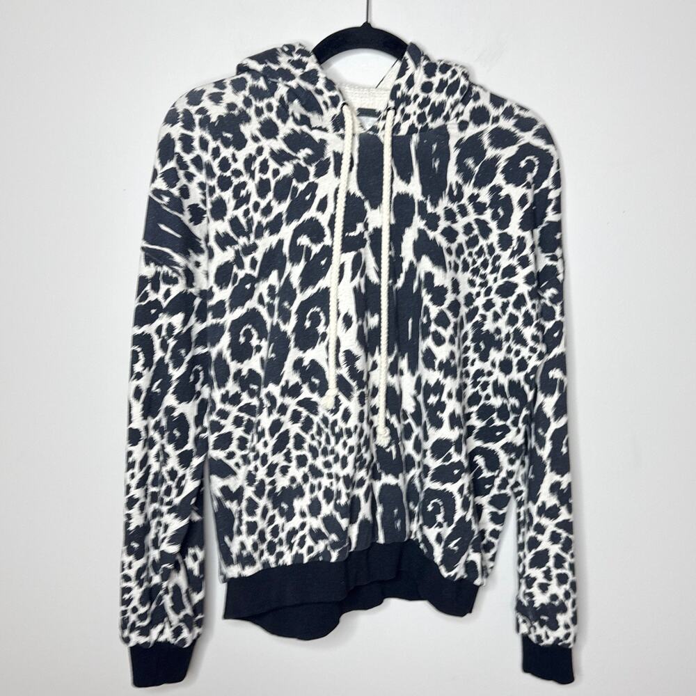 Saltwater Luxe Annie French Animal Print Pullover Hoodie Tan Medium MSRP $92